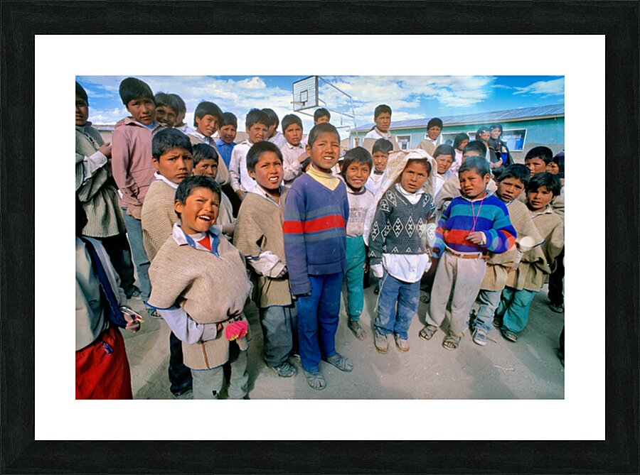 Diverse group of children posing outdoors with varied expression Picture Frame print