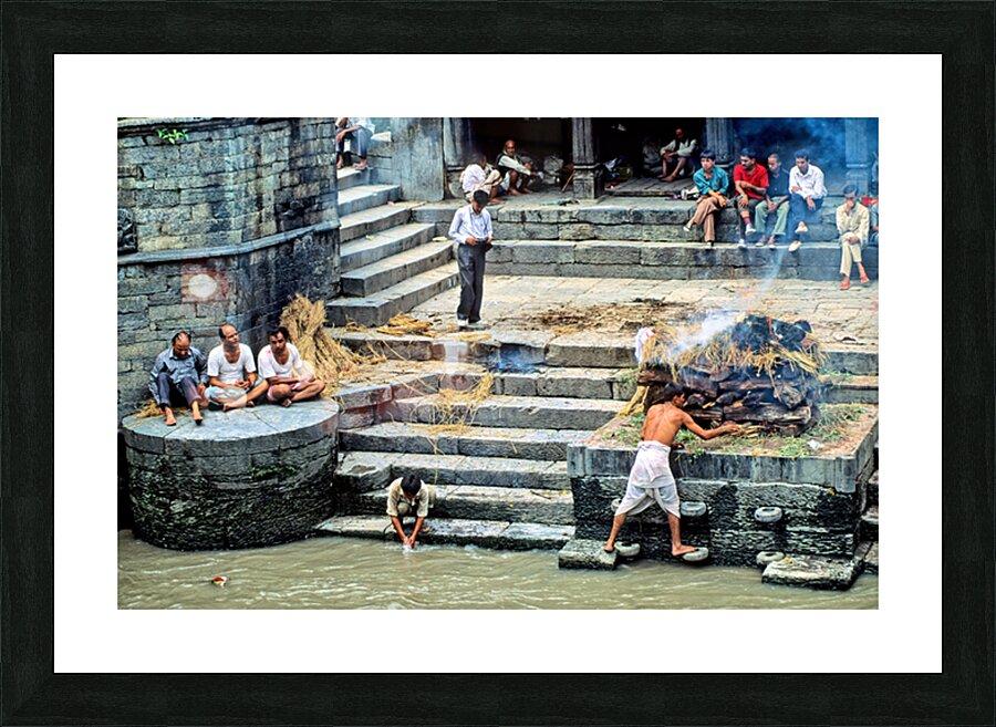 Cremation ritual at Pashupatinath in Kathmandu Nepal Picture Frame print