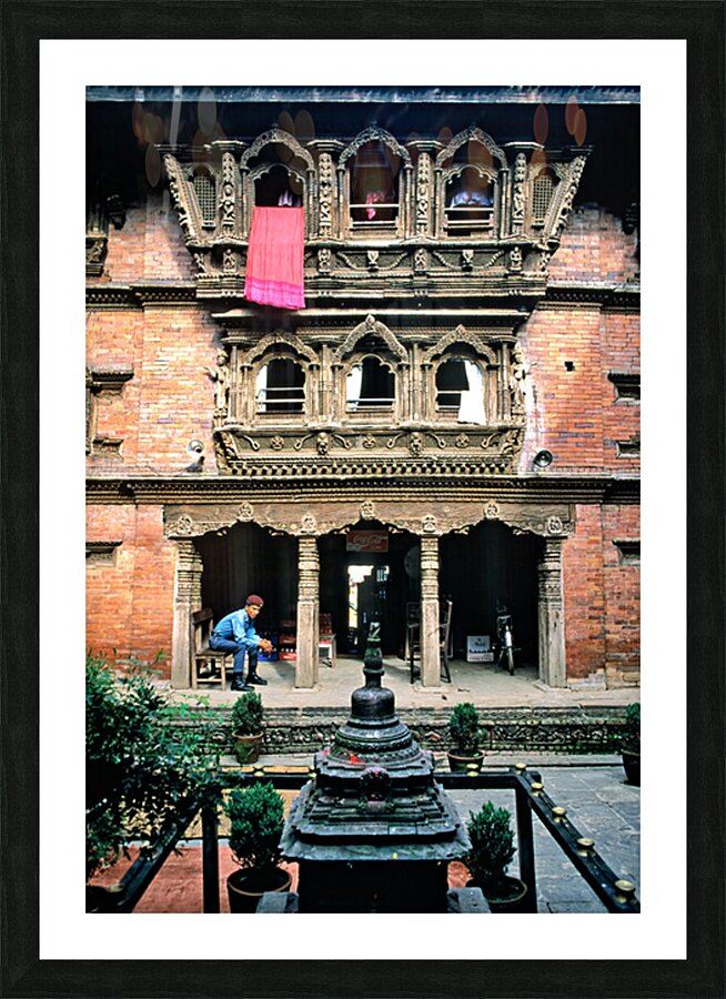 Kumari goddess house in Kathmandu shows architecture and daily l Picture Frame print