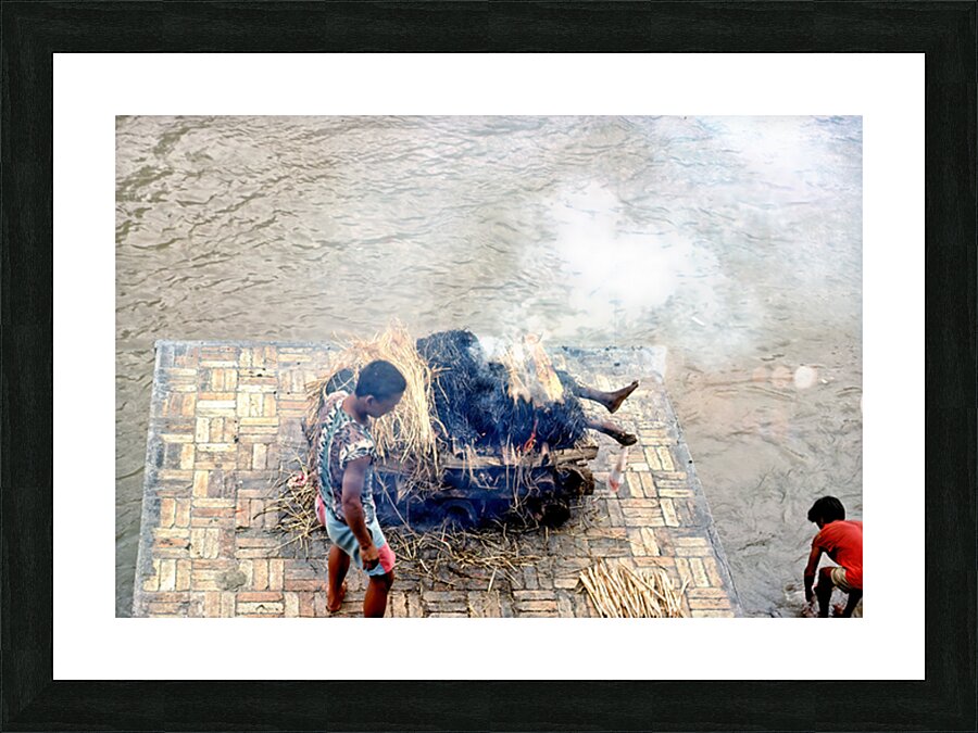 Cremation ceremony in Pashupatinath Kathmandu Nepal Picture Frame print