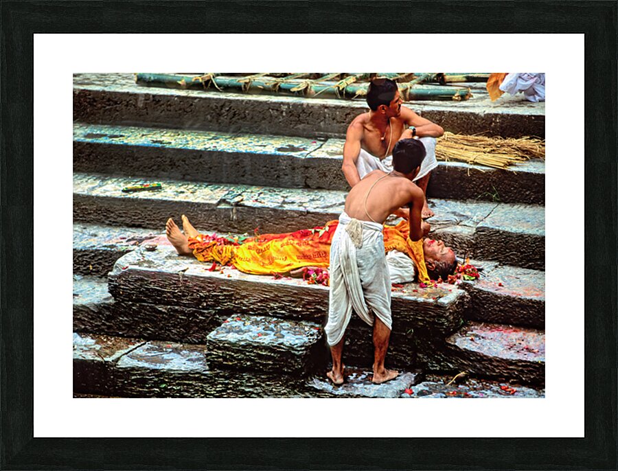 Cremation ceremony in Pashupatinath Kathmandu Nepal Picture Frame print