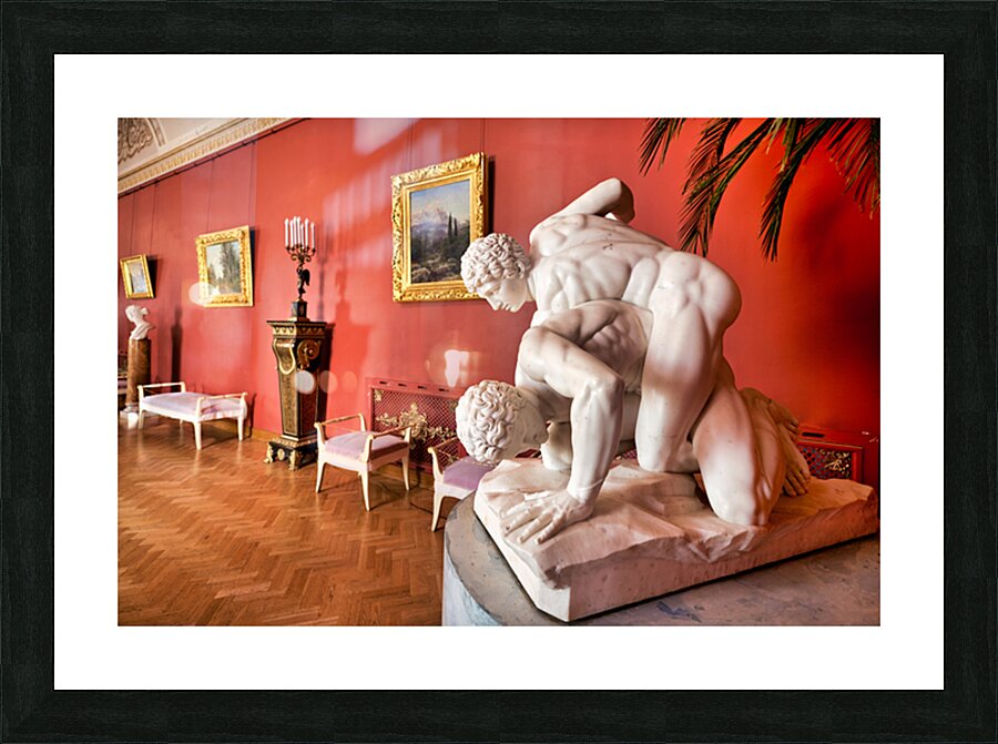 Sculpture of wrestlers in Yusupov Palace in St. Petersburg Picture Frame print