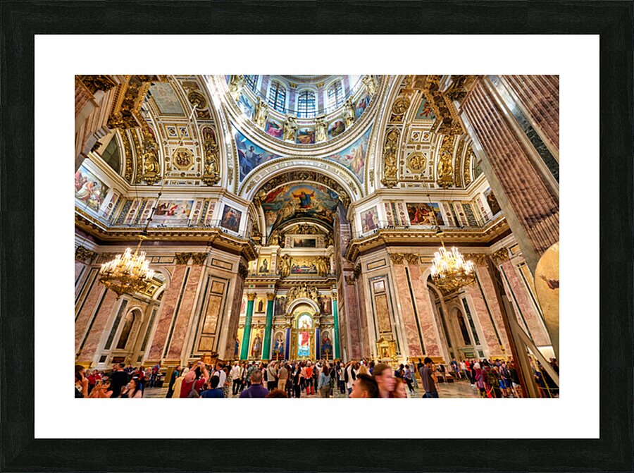 Visitors explore St. Isaacs Cathedral in St. Petersburg Picture Frame print