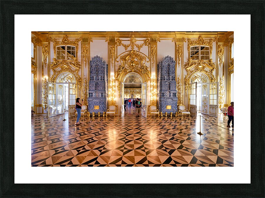 Visitors explore Catherine Palace in Saint Petersburg Russia Picture Frame print