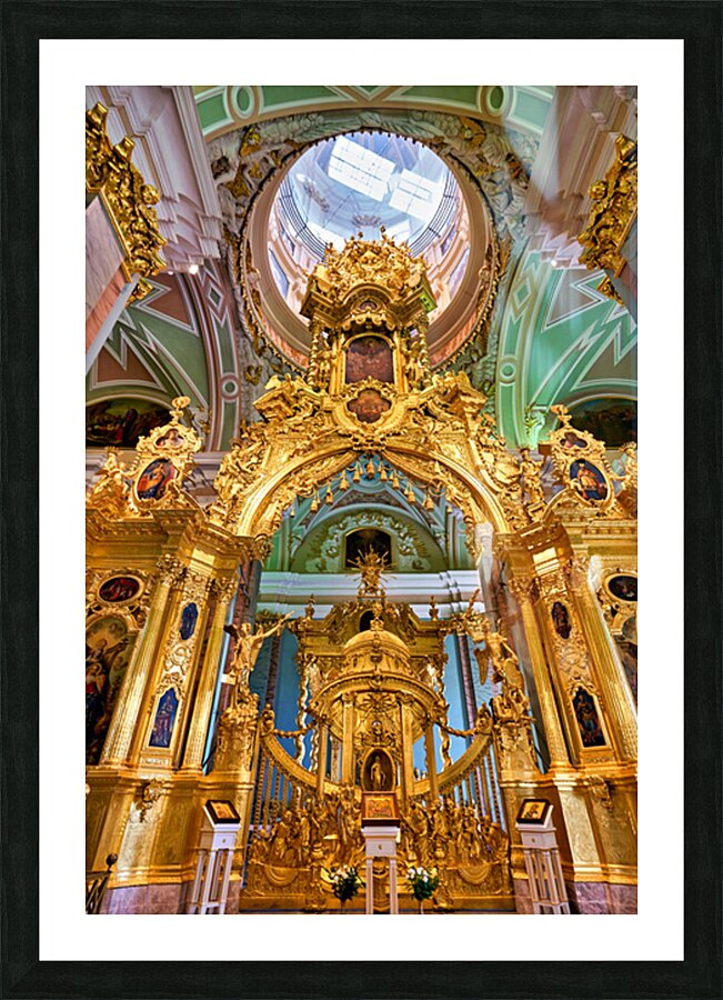 Golden altar inside Peter and Paul Cathedral in St. Petersburg Picture Frame print