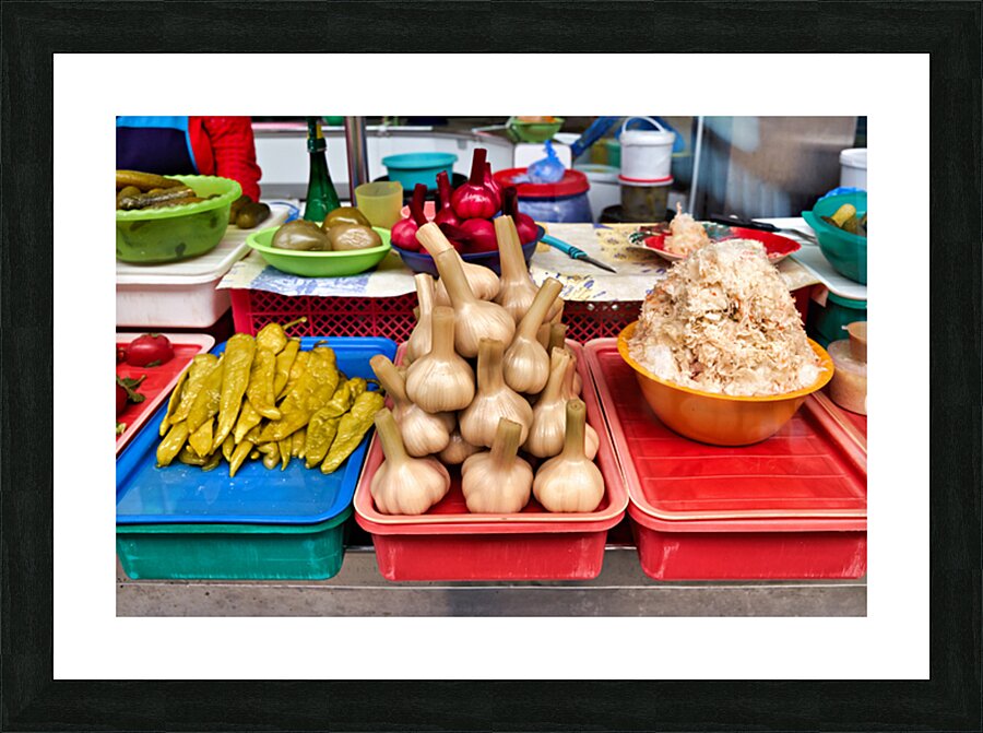 Fresh veggie stalls in Saint Petersburg Picture Frame print
