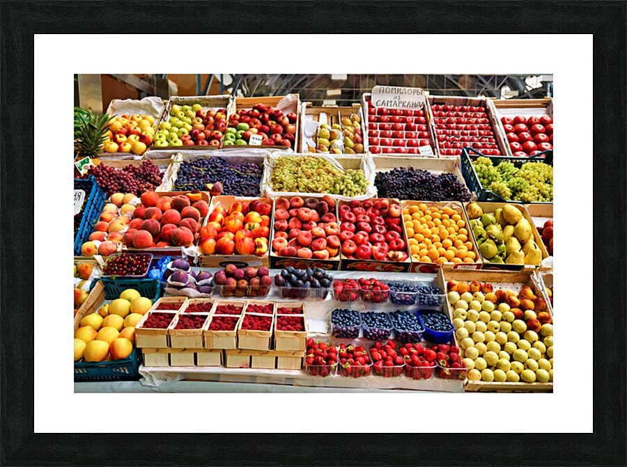 Fruits displayed at Kuznechnyy Rynok Market in Saint Petersburg Picture Frame print