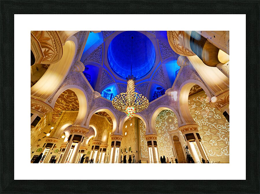 Visit Sheikh Zayed Grand Mosque in Abu Dhabi during evening Picture Frame print