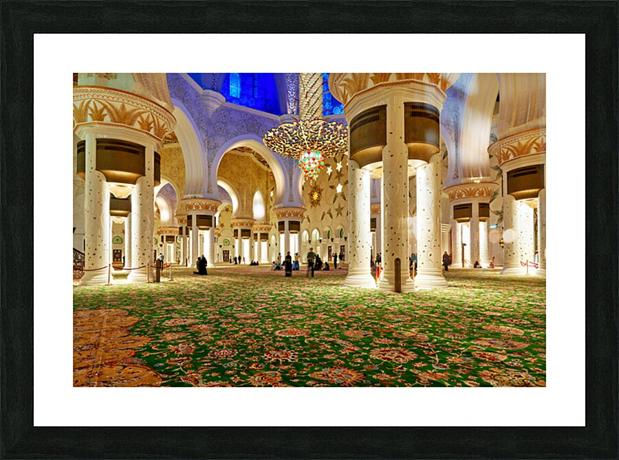 Visitors explore Sheikh Zayed Grand Mosque during evening hours Picture Frame print