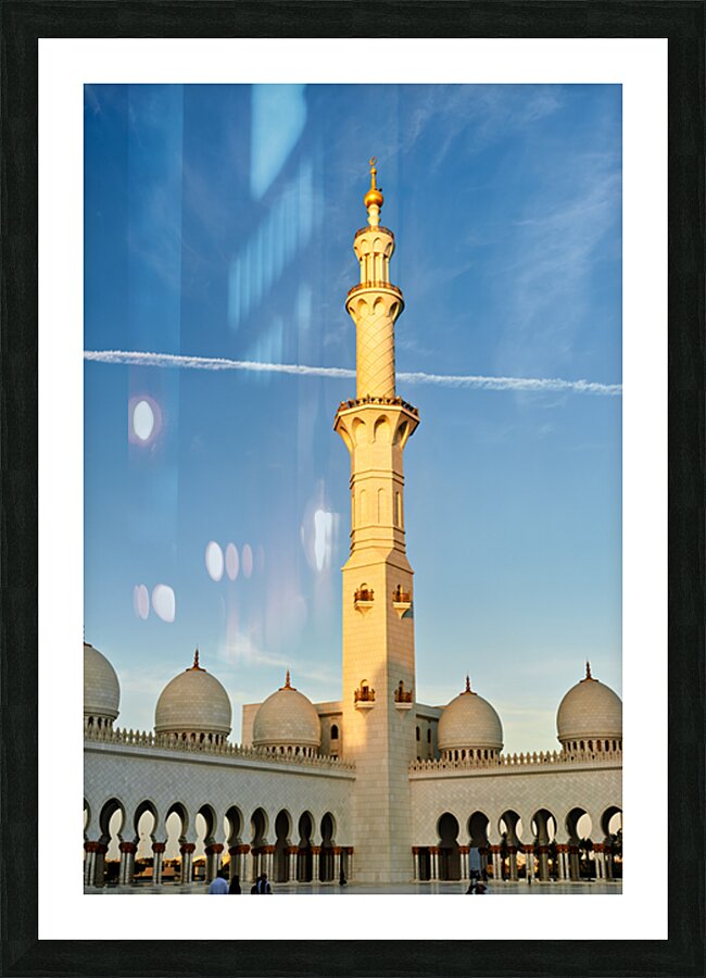 Exploring Sheikh Zayed Grand Mosque in Abu Dhabi during sunset Picture Frame print