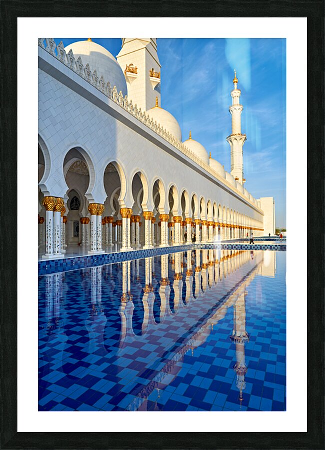 Visit to Sheikh Zayed Grand Mosque in Abu Dhabi at dawn Picture Frame print