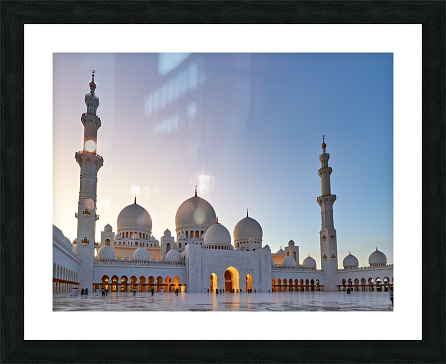 Visiting Sheikh Zayed Grand Mosque in Abu Dhabi at dusk Picture Frame print