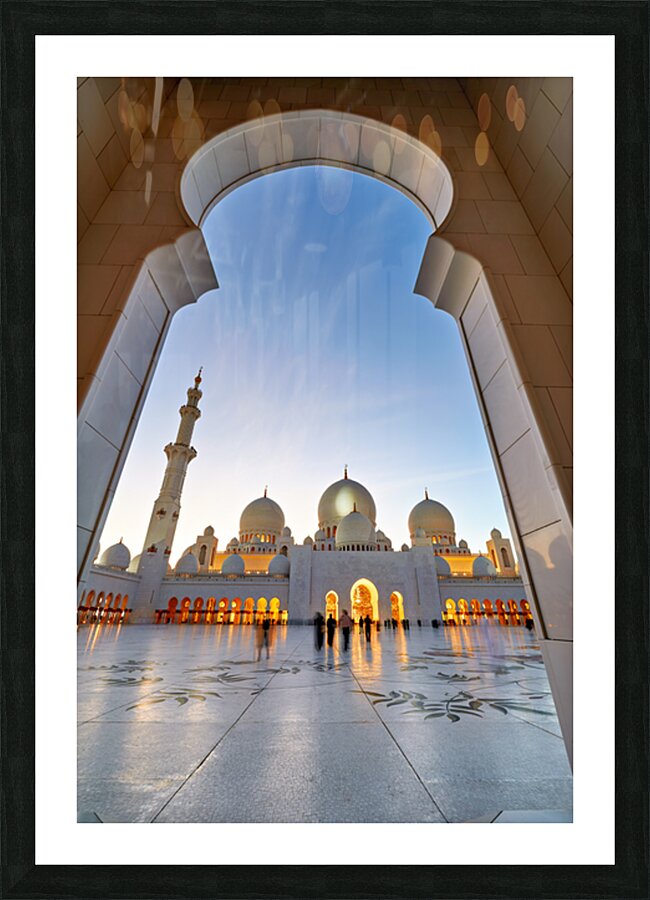 Visit to Sheikh Zayed Grand Mosque during evening light Picture Frame print