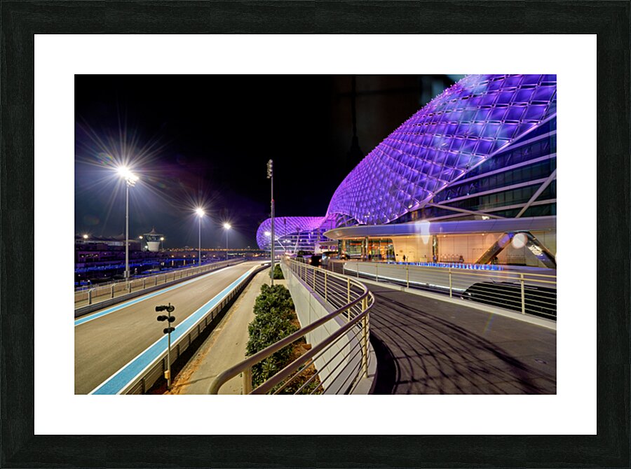 Yas Island hotel view at night in Abu Dhabi Picture Frame print