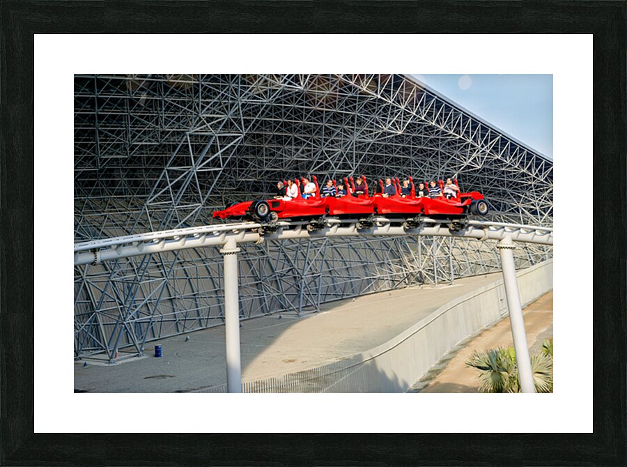 Ferrari World roller coaster ride in Abu Dhabi with guests Picture Frame print