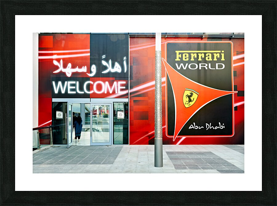 Welcome to Ferrari World in Abu Dhabi amusement park Picture Frame print