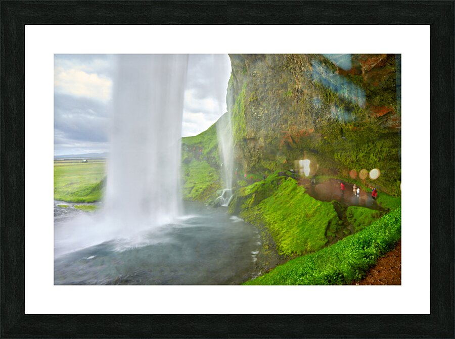 Seljalandsfoss waterfall view from behind in Iceland Picture Frame print