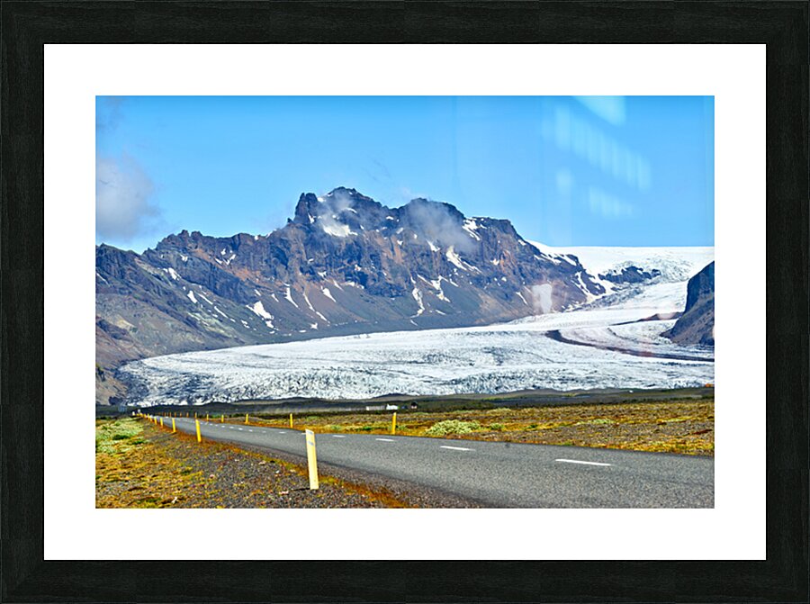 Glacier in Skaftafell Iceland with clear sky and road view Picture Frame print