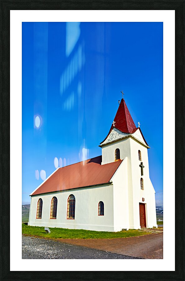 Ingjaldsoll church in Iceland shows simple architecture Picture Frame print