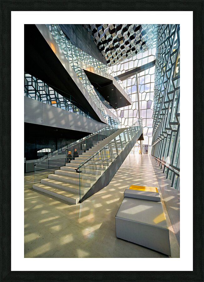Unique design inside Harpa Opera House in Reykjavik Framed Print