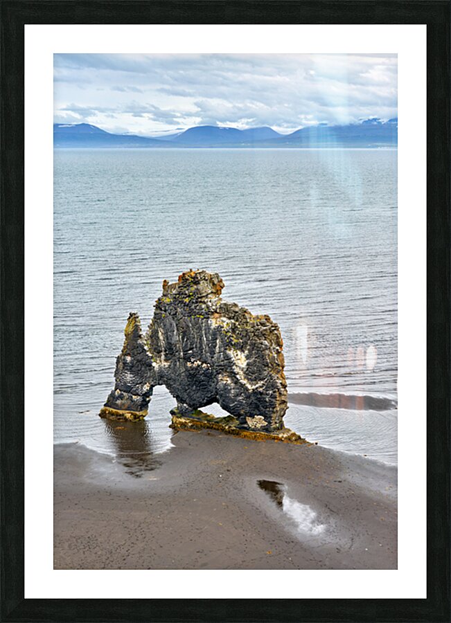 Hvitserkur rock formation in Iceland at low tide Picture Frame print
