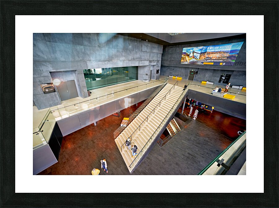 Harpa opera house interior featuring stairs and visitors Picture Frame print
