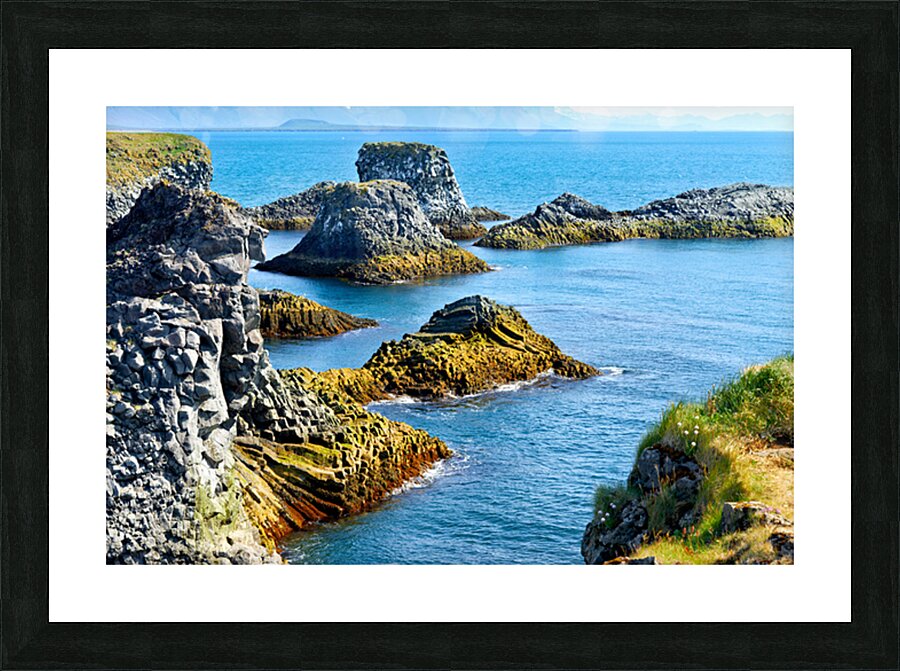Arnarstapi cliffs show rocky coastline in Iceland Picture Frame print