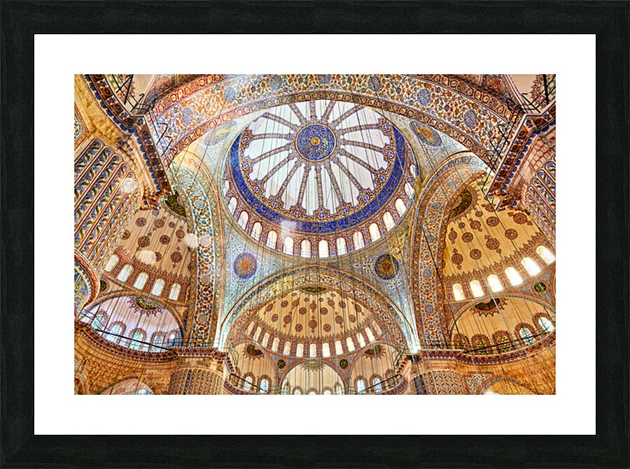Exploring the interior of the Blue Mosque in Istanbul Turkey Picture Frame print