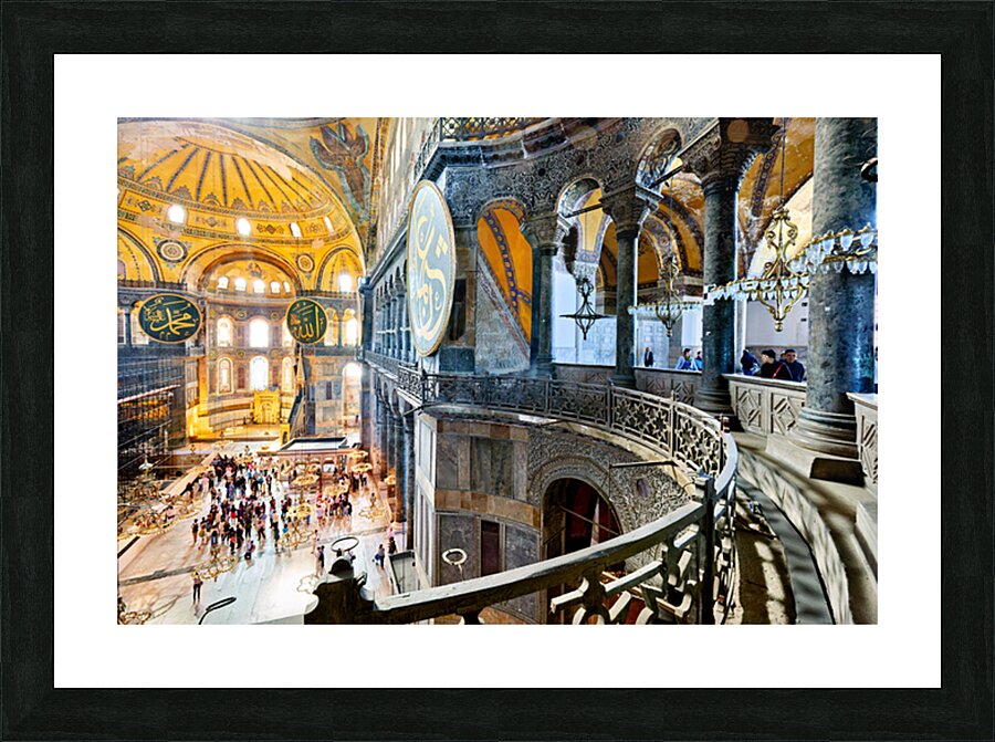 Visitors explore Hagia Sophia Grand Mosque in Istanbul Picture Frame print