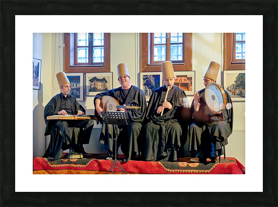 Dervishes perform in Istanbul at a Sufi event Picture Frame print