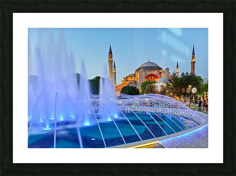 Hagia Sophia Grand Mosque at dusk with fountain display Picture Frame print