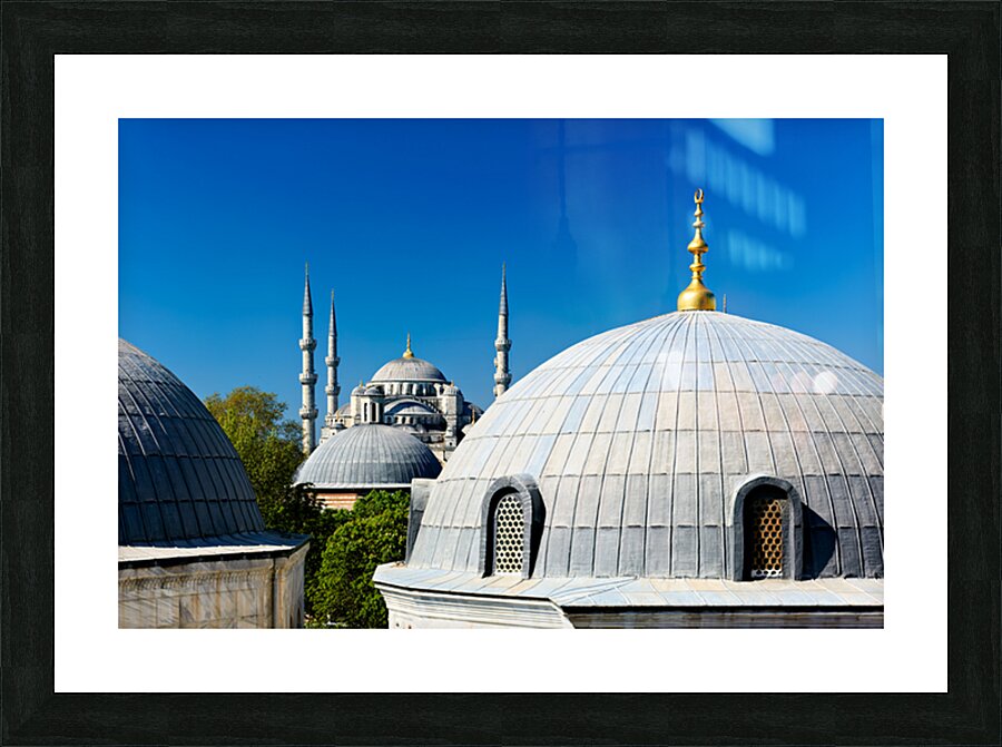 Blue Mosque domes under clear sky in Istanbul Picture Frame print
