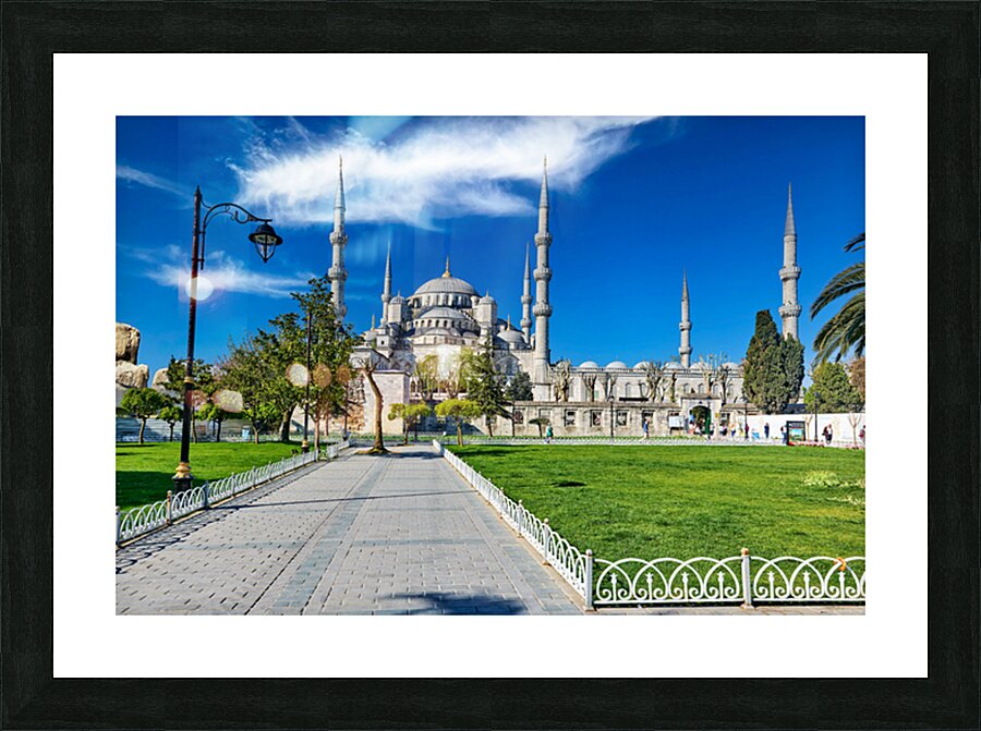 Visit Blue Mosque in Istanbul Turkey with clear sky Picture Frame print
