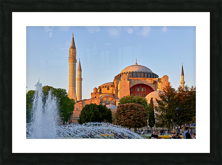 Exploring Hagia Sophia Grand Mosque in Istanbul during sunset Picture Frame print