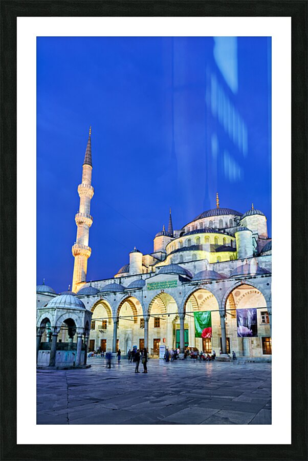 Visit to Blue Mosque in Istanbul at twilight Picture Frame print