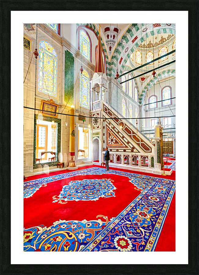 People visit Fatih Mosque in Istanbul Picture Frame print