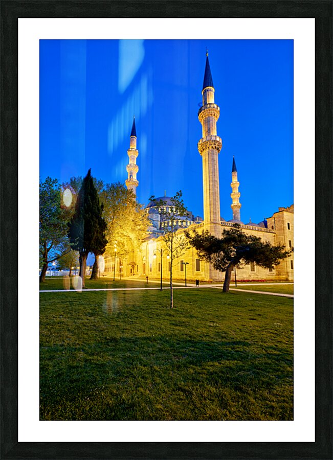 Night view of Suleymaniye Mosque in Istanbul Turkey Picture Frame print