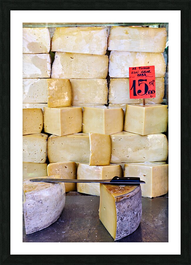 Cheese stall in Grand Bazaar of Istanbul Turkey Picture Frame print