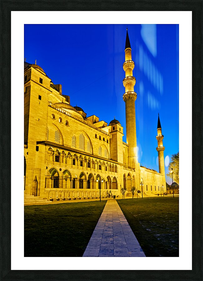 Suleymaniye Mosque at dusk in Istanbul Turkey Picture Frame print