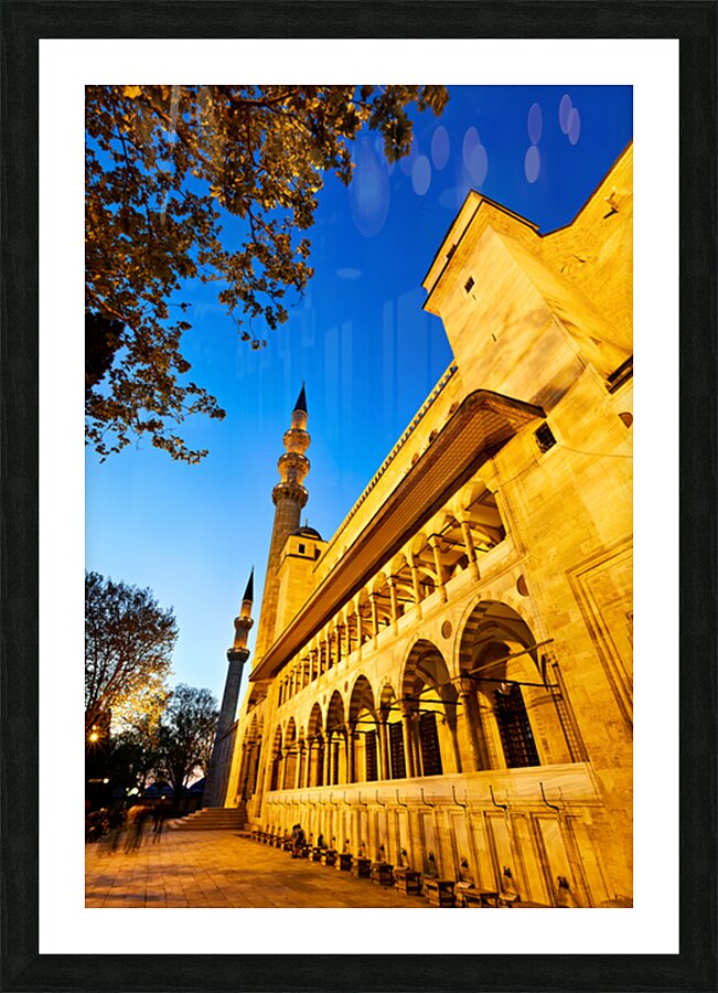 Suleymaniye Mosque at night in Istanbul Turkey Picture Frame print