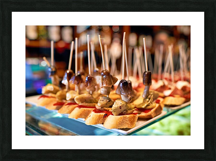 Tasty tapas served in a bar in Barcelona Catalonia Spain Picture Frame print