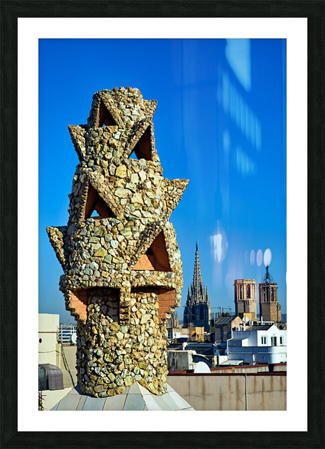 Rooftop view of Palau Guell in Barcelona Picture Frame print