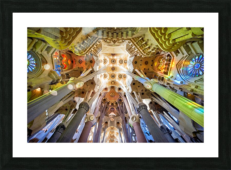 Interior view of Basílica de la Sagrada Familia in Barcelona Picture Frame print