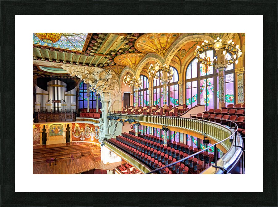 Concert hall view of Palau de la Musica Catalana in Barcelona Picture Frame print