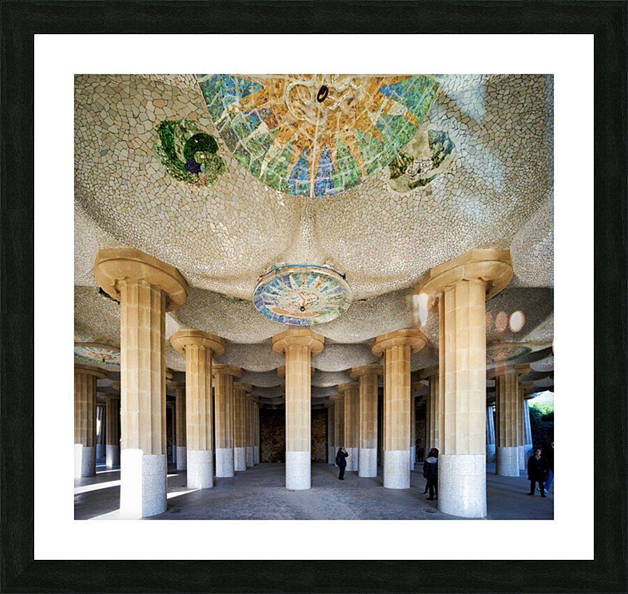 Columns and domes in Hypostyle Room at Park Guell Picture Frame print