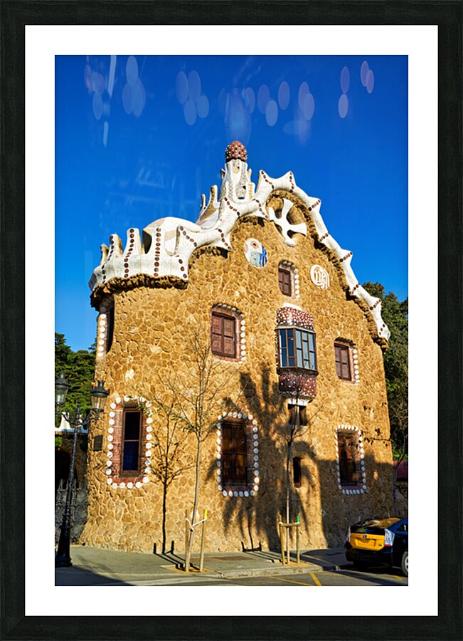 Exploring the fairytale house in Park Guell Barcelona Picture Frame print