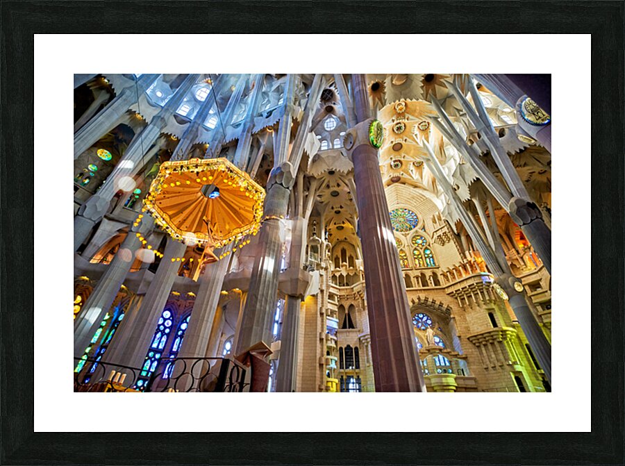 Explore Basílica de la Sagrada Familia in Barcelona now Picture Frame print