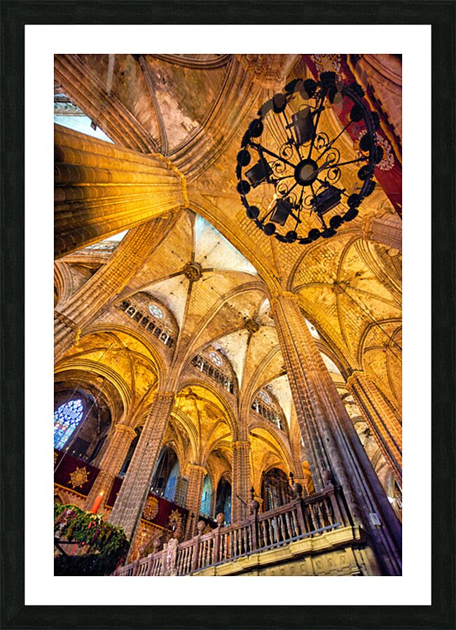 Catholic church architecture inside Barcelona Cathedral Picture Frame print