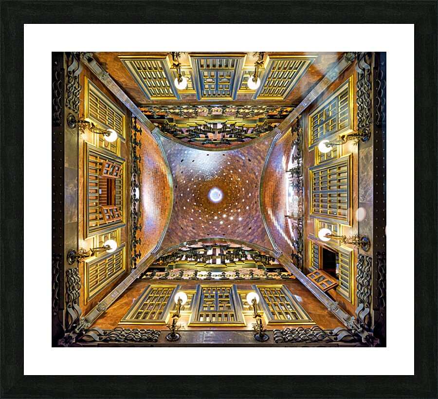 Exploring Gaudis Palau Guell ceiling in Barcelona Picture Frame print