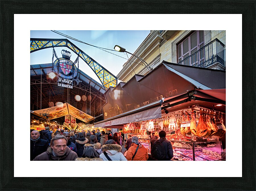 Crowds gather at Barcelonas La Boqueria market Picture Frame print